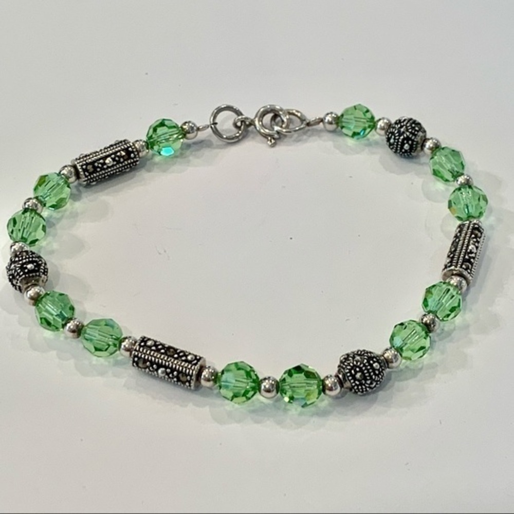 Sterling silver glass crystal faceted bead dainty